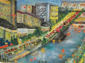 病室から夜の景色