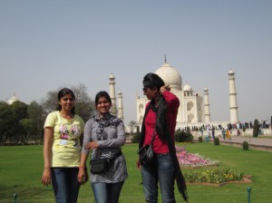 Young Indian women at the Taj Mahal